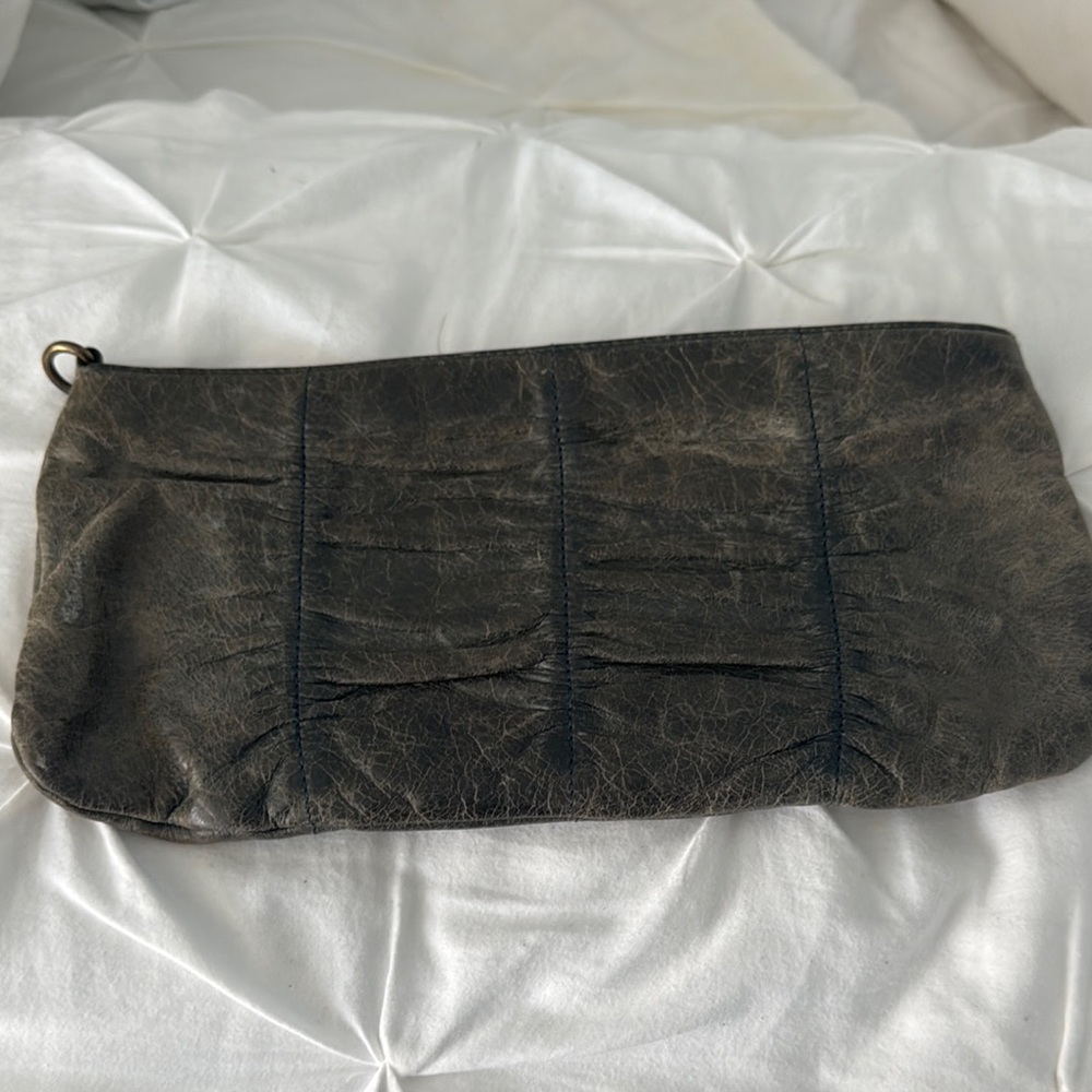 Hobo International metallic gray Leather Clutch bag